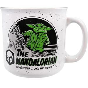 Star Wars Mandalorian Baby Grogu Yoda Wherever I Go He Goes 20oz Ceramic Mug